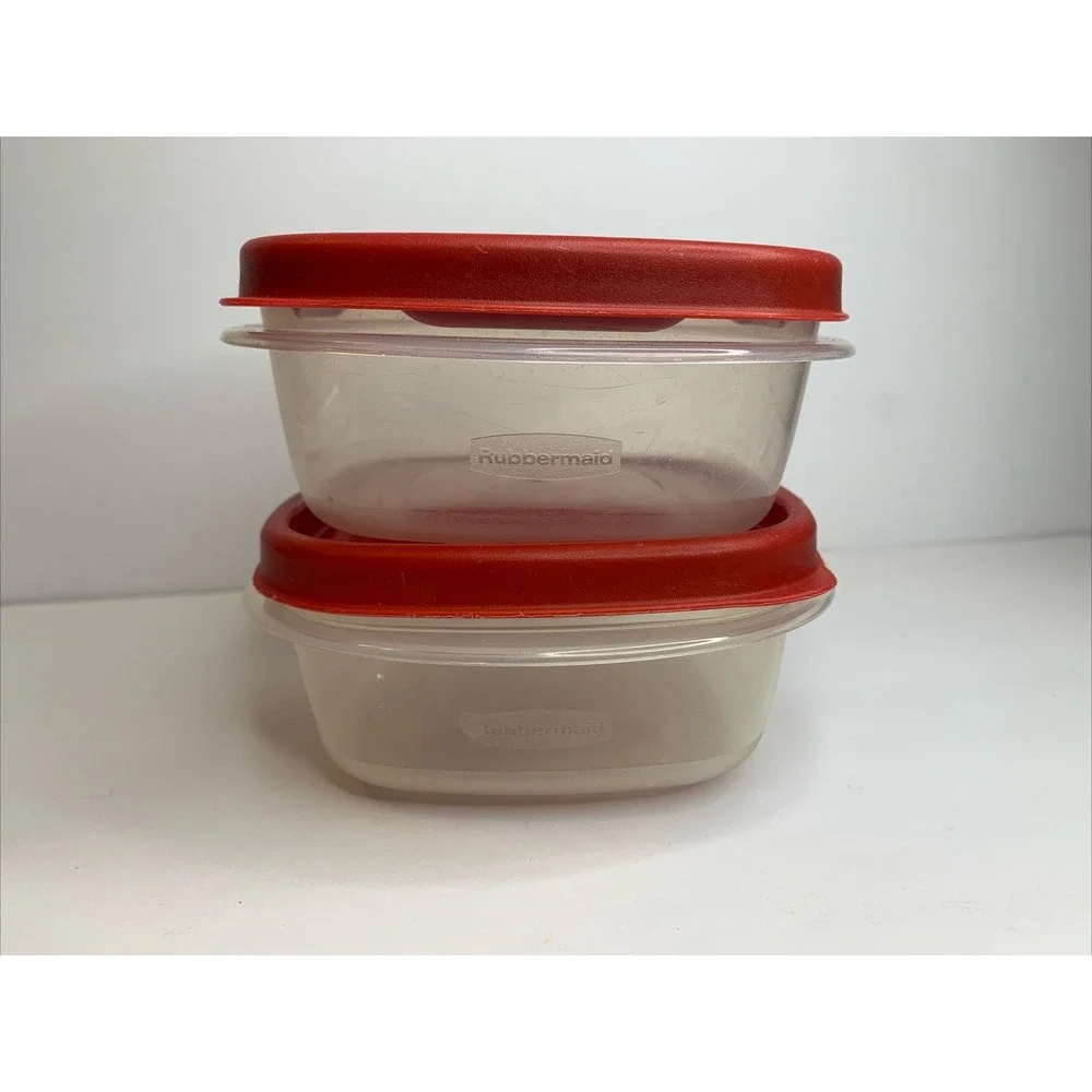 Rubbermaid ‎ Lot Of Two Storage Container Easy To Find Red Lid 1.25 cups